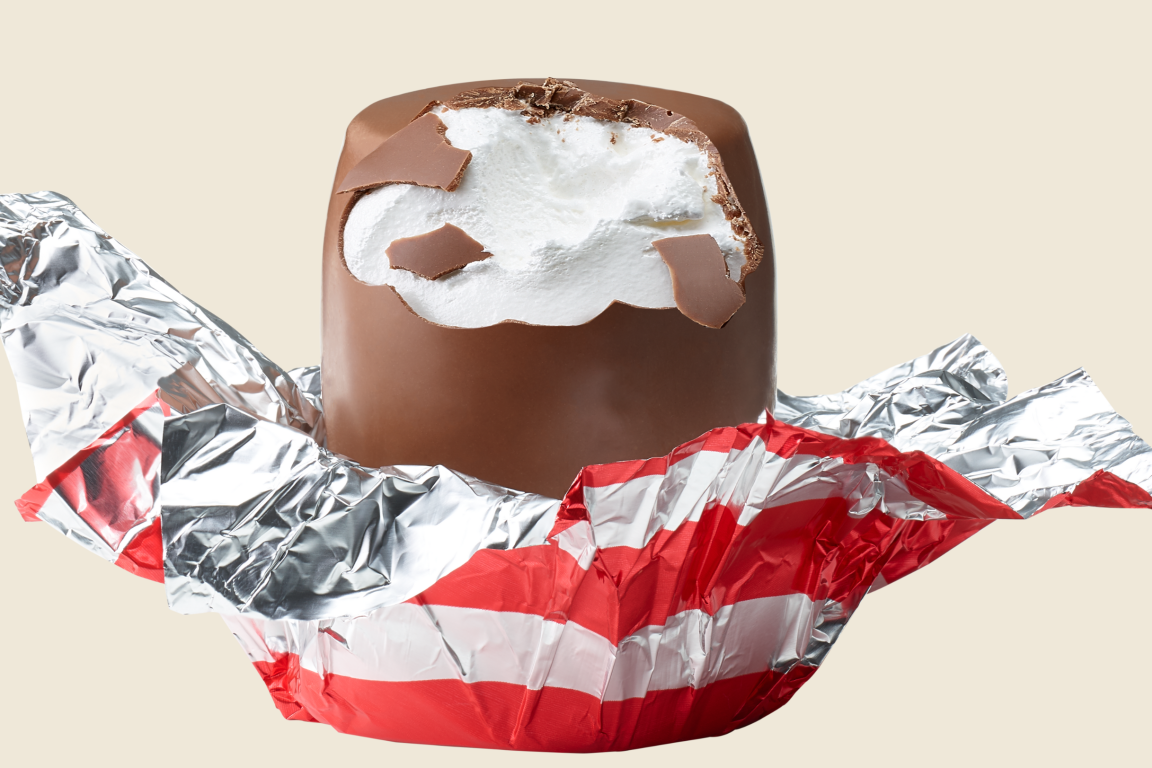 Schokokuss Chocolat Ammann, angebissen, geöffnet