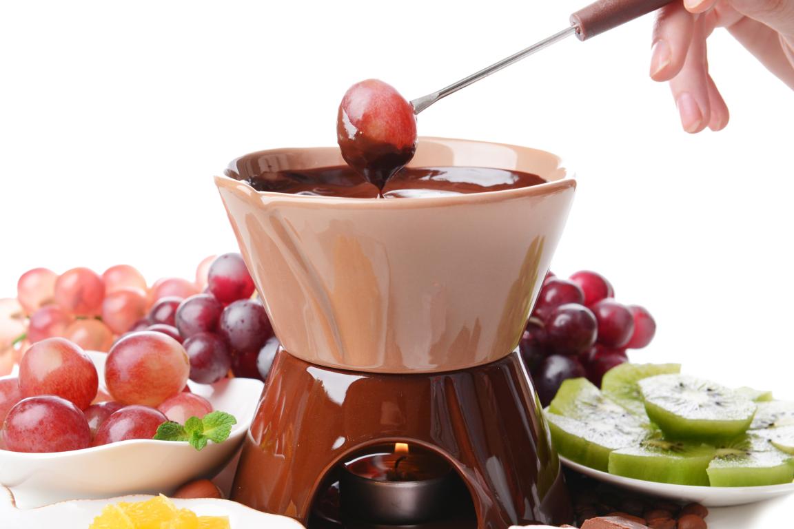 Schokoladenfondue, Hand, Früchte